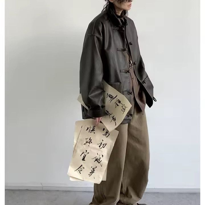 Other Washed Distressed PU Leather Y2k Japanese Jacket Size US L / EU 52-54 / 3 - 2 Thumbnail
