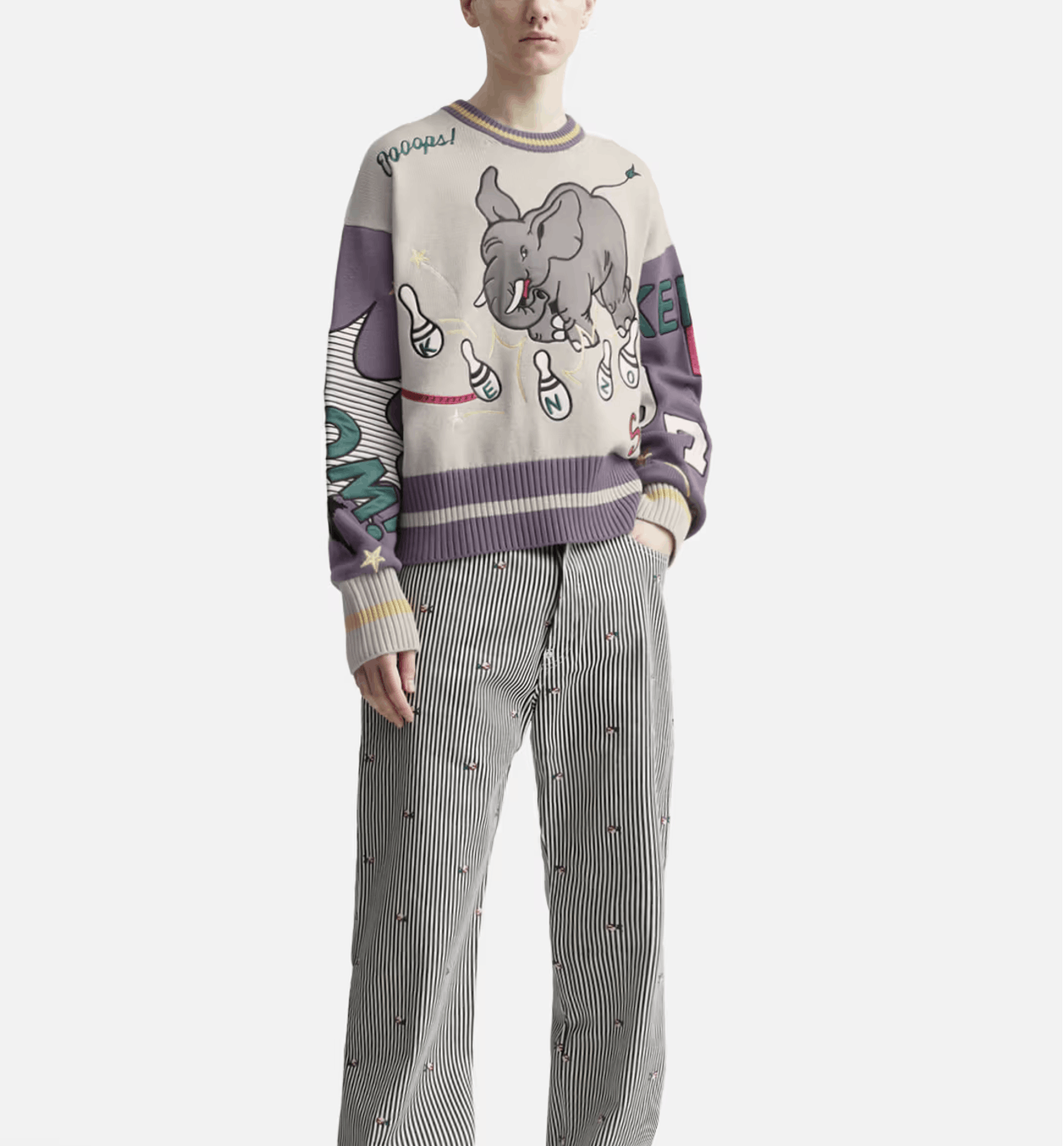 Kenzo Kenzo 'Bowling Elephant' Merino Wool Jumper Size US L / EU 52-54 / 3 - 8 Thumbnail