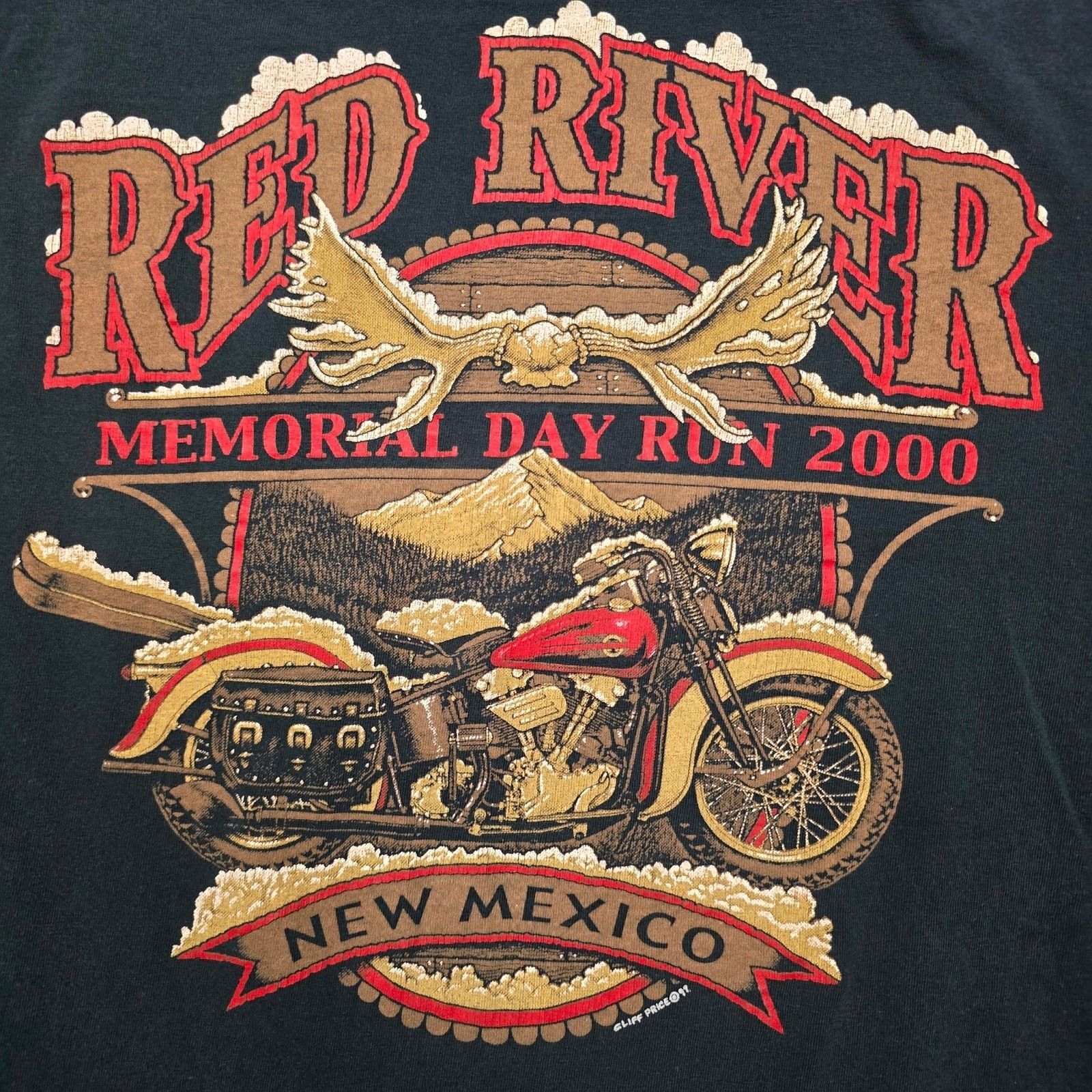 Anvil Vintage Motorcyle Red River New Mexico Biker L Black Tee Size US L / EU 52-54 / 3 - 4 Thumbnail