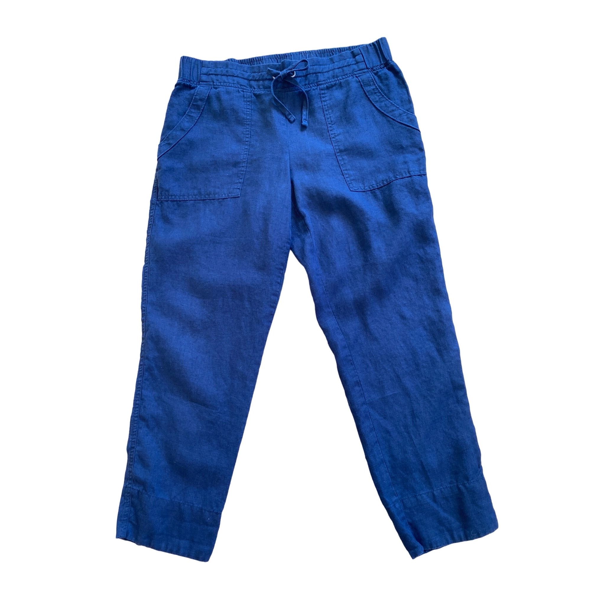 Athleta Athleta Linen Ankle Pant’s 10 Navy Blue Lightweight Pockets Size 32" / US 10 / IT 46 - 4 Thumbnail
