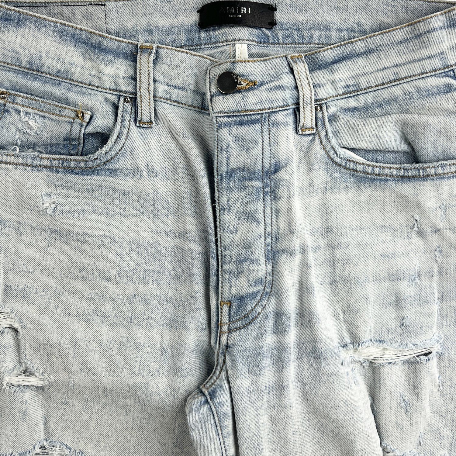 Amiri Baby Blue Distressed Jeans