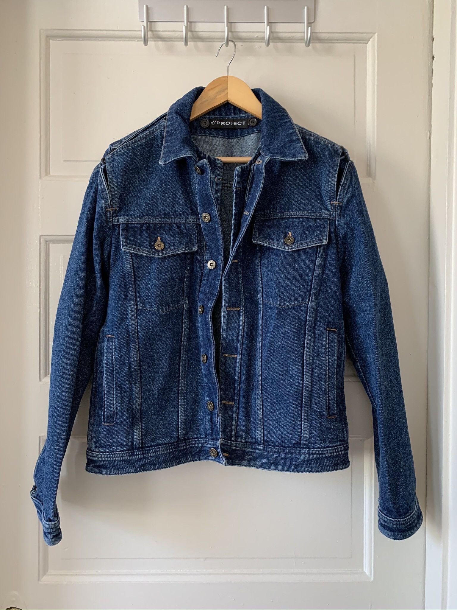 Y/Project Blue Layered Denim Jacket with Cut Outs Size US S / EU 44-46 / 1 - 6 Thumbnail