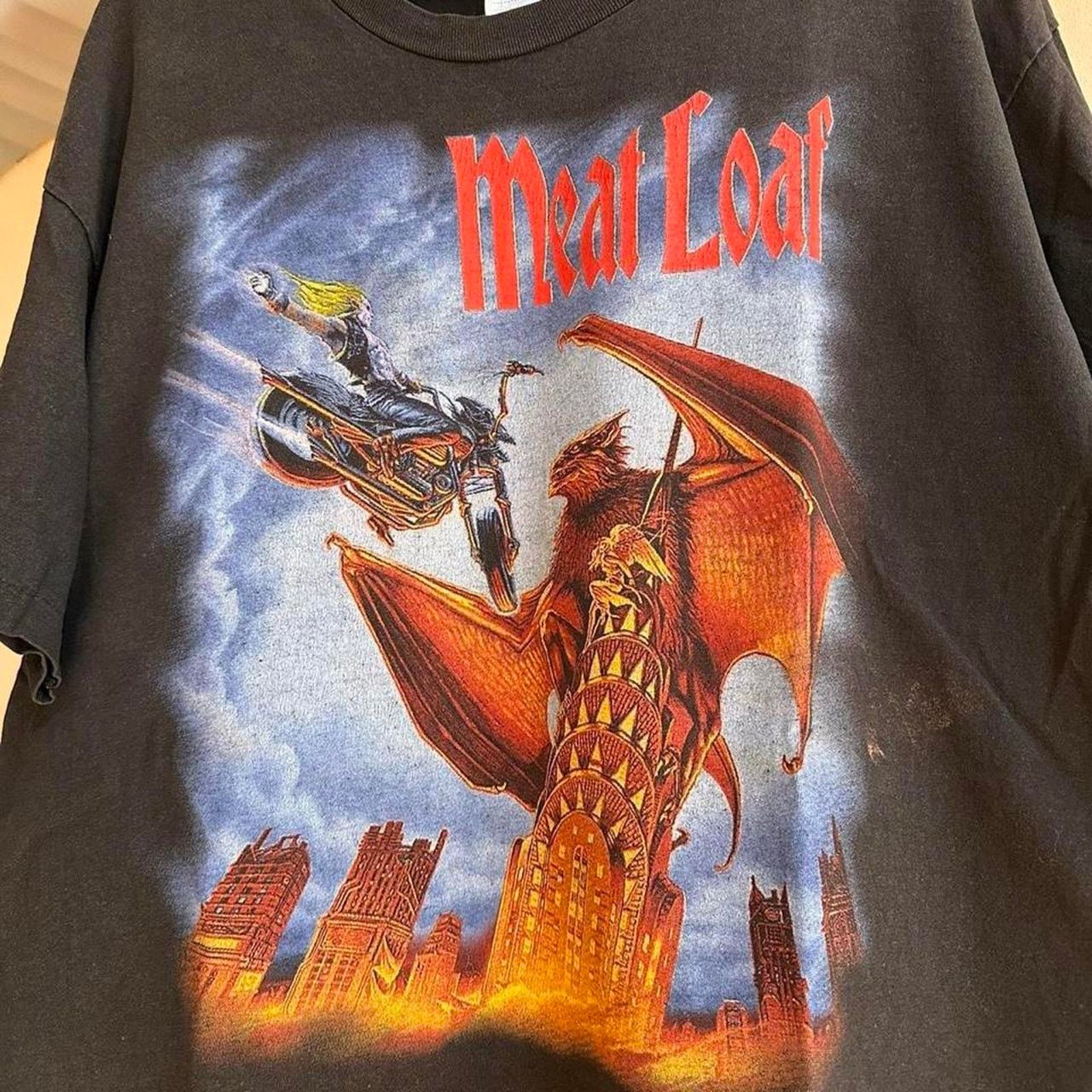 Band Tees × Vintage Vintage 1993 Meat Loaf Band T-Shirt Size US XL / EU 56 / 4 - 3 Thumbnail