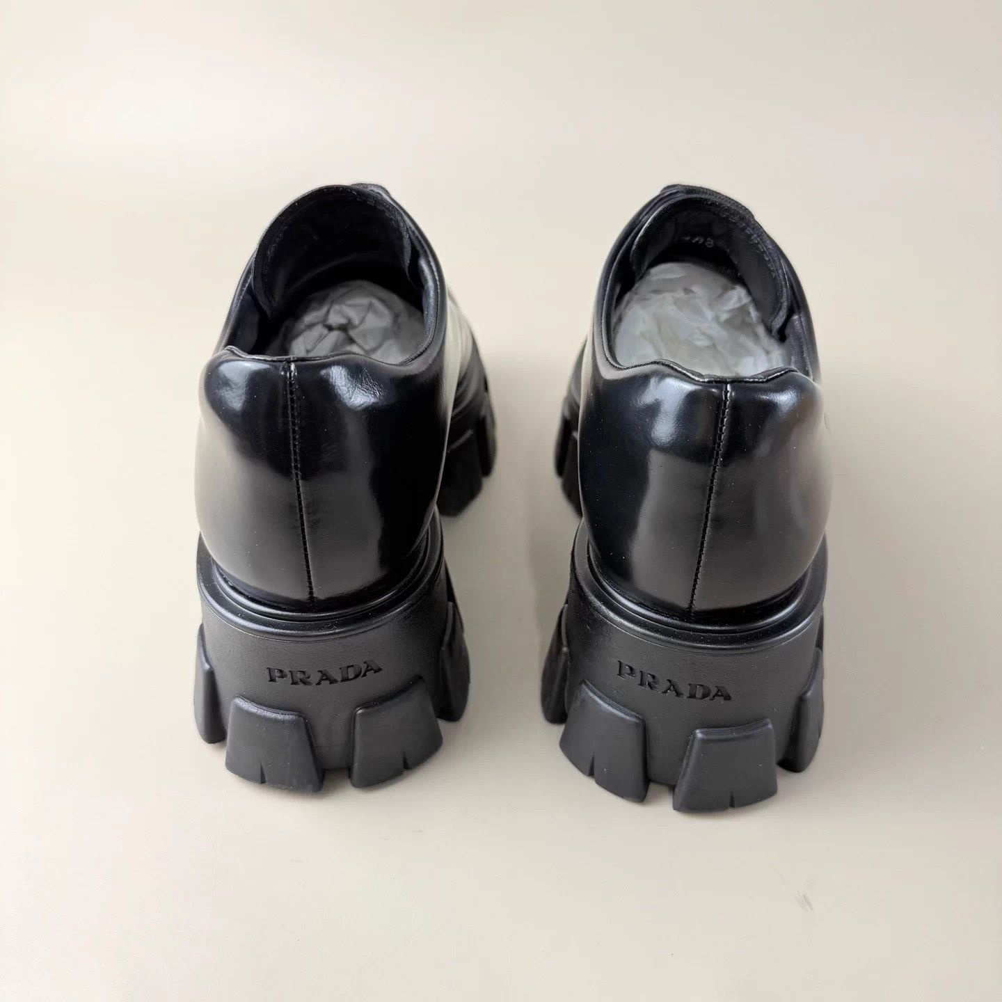 Prada Prada black thick cleated sole shoes eur 37 99 new Size US 6 / IT 36 - 3 Thumbnail