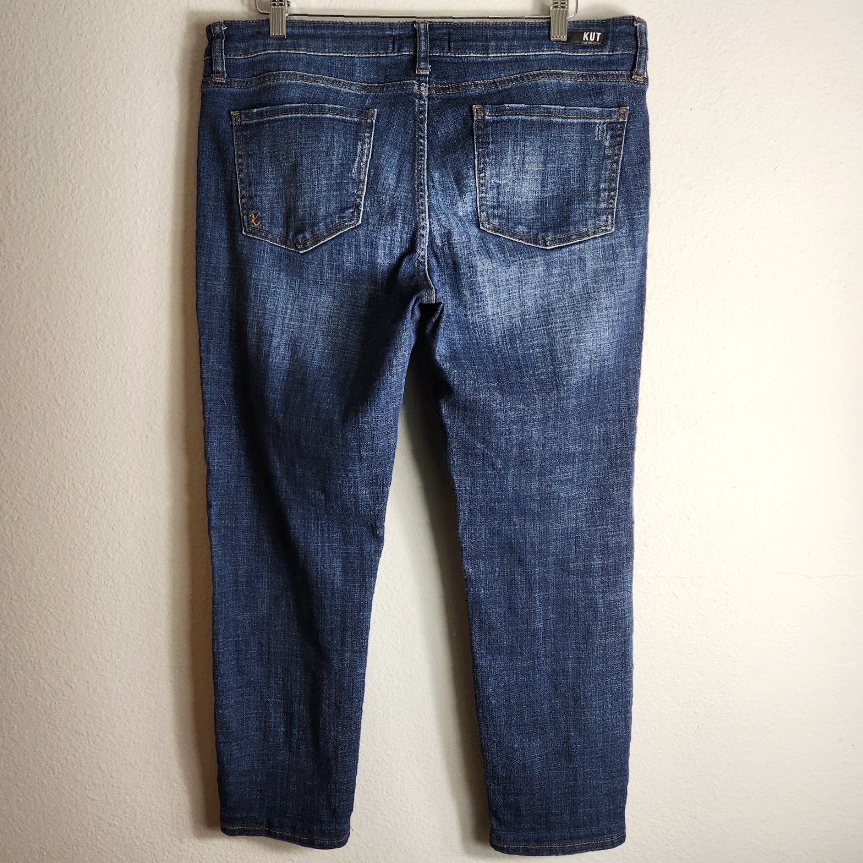 Vintage KUT from the Kloth Catherine Jeans Women Ankle Straight Leg Dark Wash 14 Blue Mid Rise Inseam 26 5-Pocket Design Size 36" / US 14 / IT 50 - 5 Thumbnail