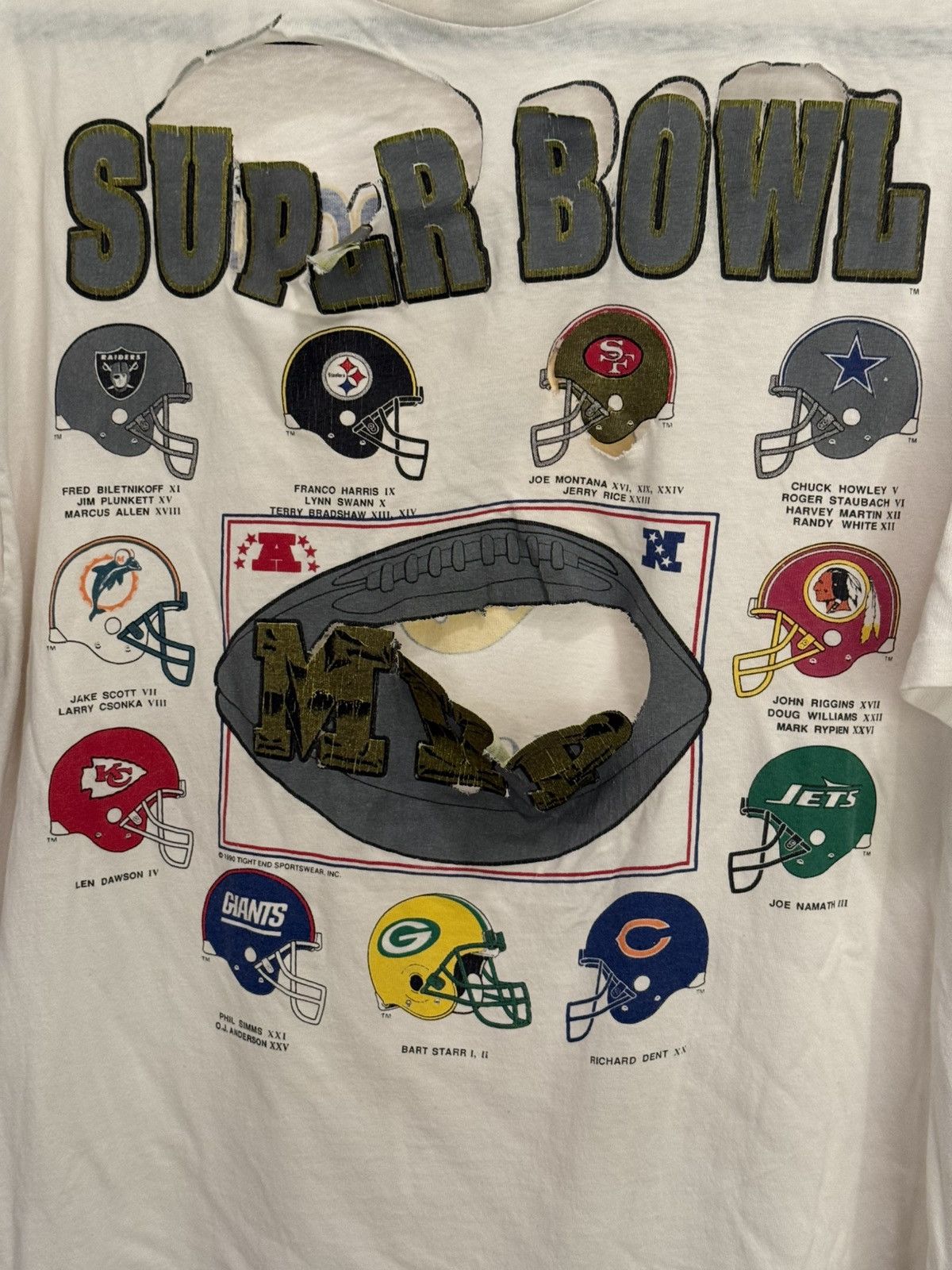 Hanes RARE Vintage 80s NFL Super Bowl Tee (Made in USA- Thrashed Size US XL / EU 56 / 4 - 4 Thumbnail