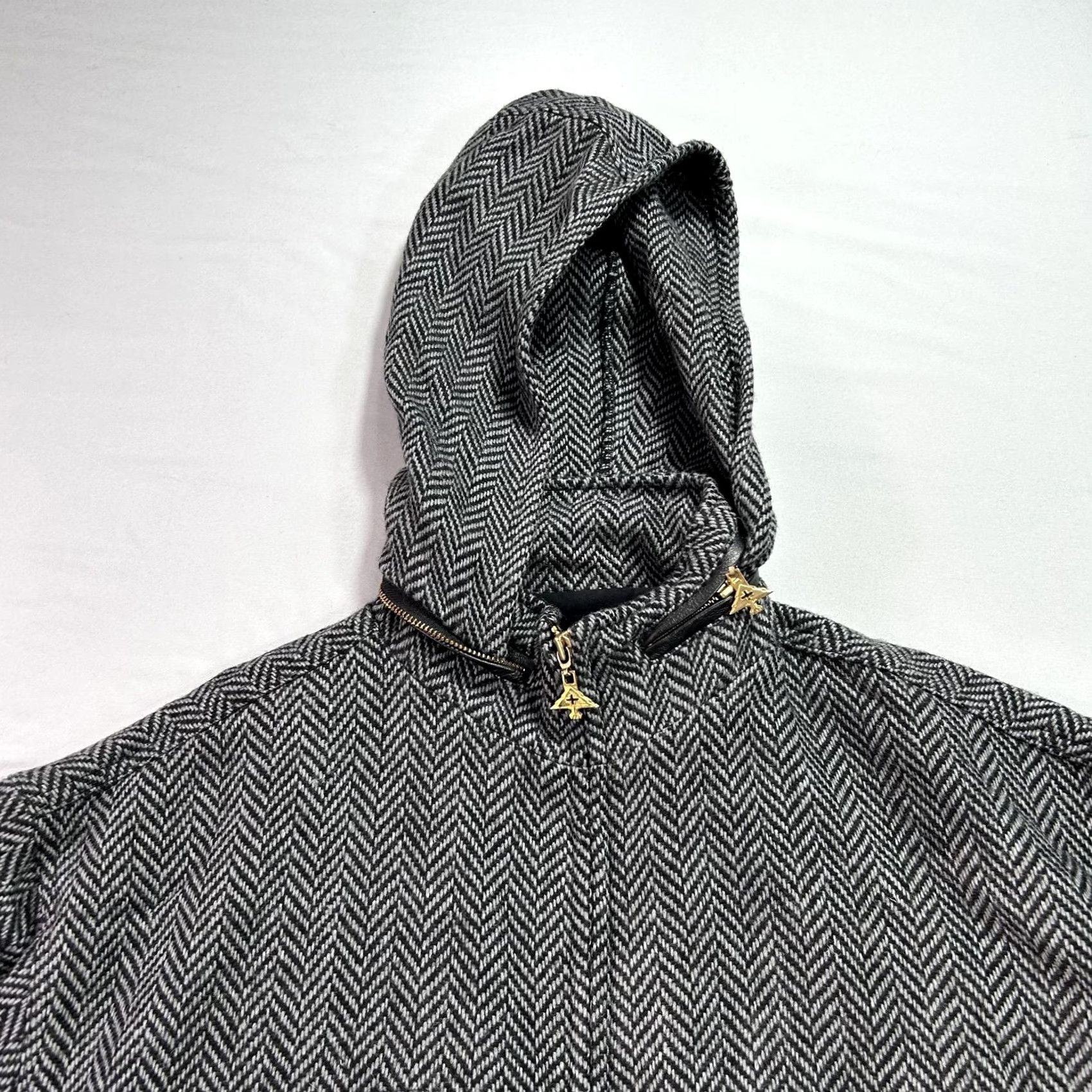 Vintage LRG Jacket Mens XL Gray Herringbone Encore Hooded Wool Blend Full Zip Streetwear Bomber Jacket Lexical Size US XL / EU 56 / 4 - 4 Thumbnail