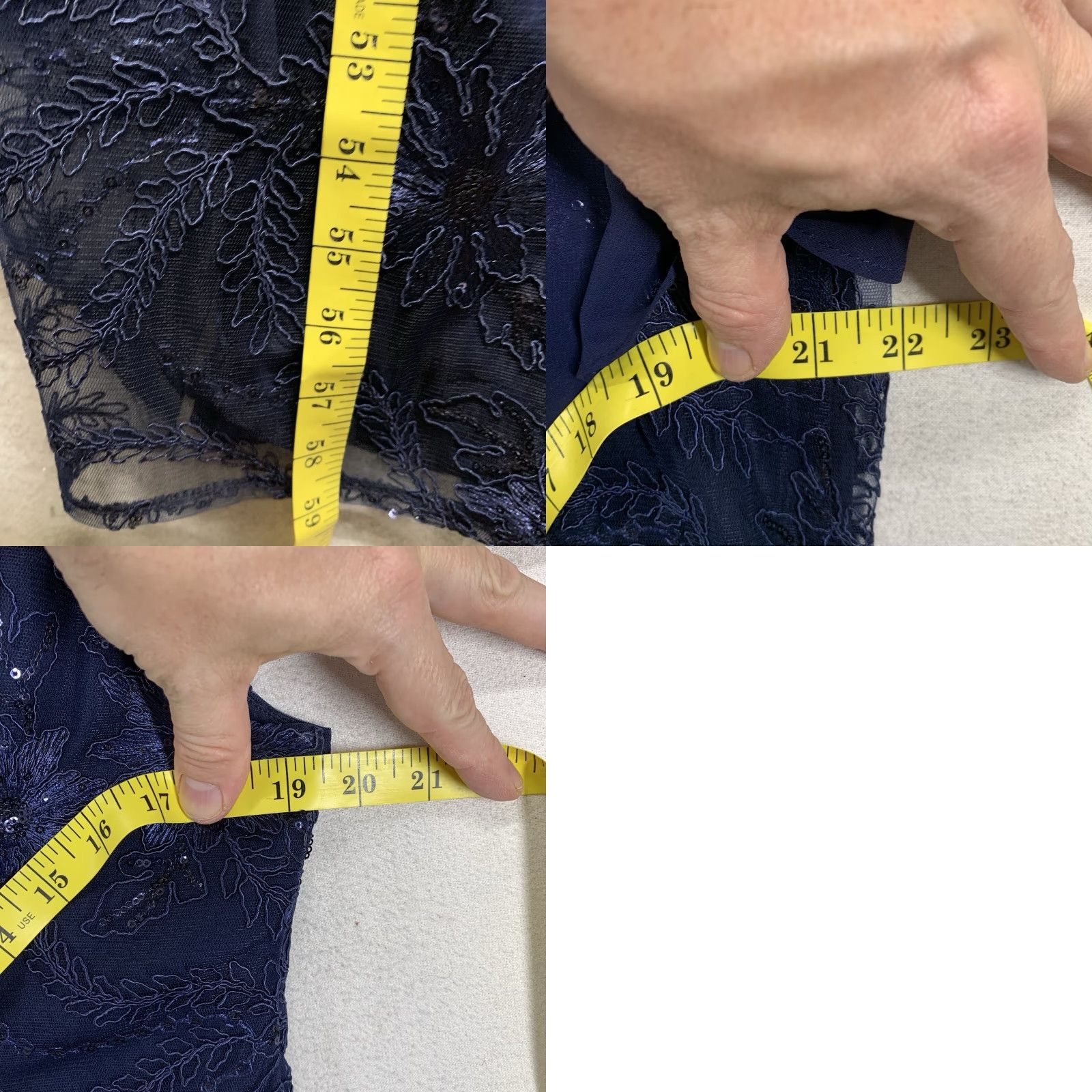 Vintage VINTAGE Brianna Women’s Dress 16 Long Formal Ball Gown Midnight Blue Floral Embroidered Rhinestone Lined Zipper Hand Wash Only Size XXL / US 16-18 / IT 52-54 - 11 Thumbnail