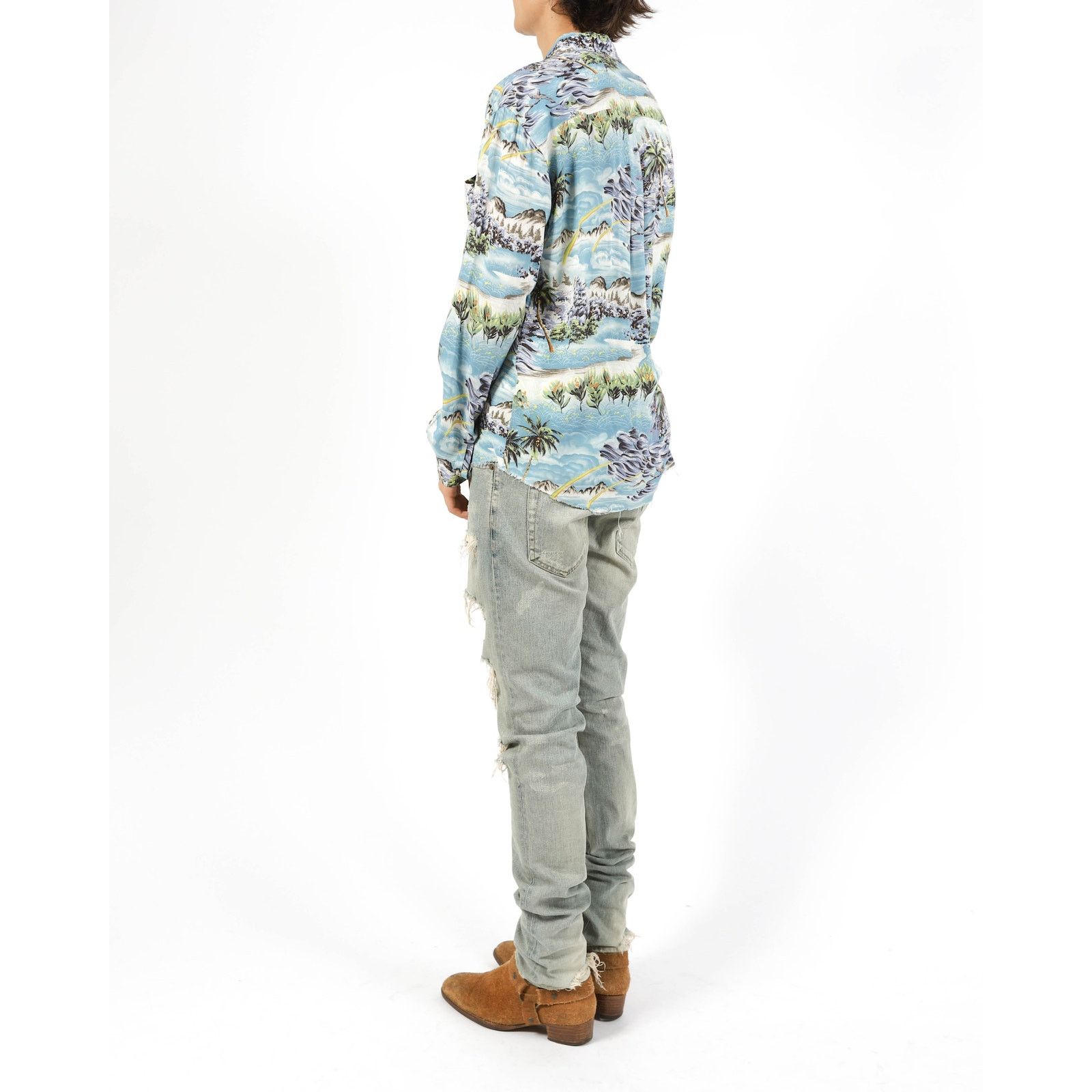 Saint Laurent Paris SS16 Raw Hem Hawai Shirt in Printed Viscose Size US M / EU 48-50 / 2 - 4 Thumbnail