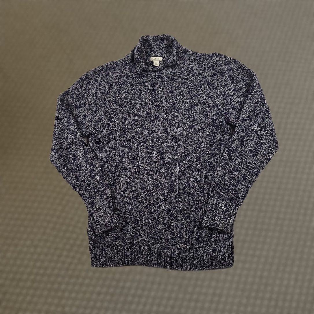 Vintage VINTAGE LL Bean Sweater Womens M Raglan Pullover Knit Mock Neck Blue White Marled Knit Size M / US 6-8 / IT 42-44 - 1 Thumbnail