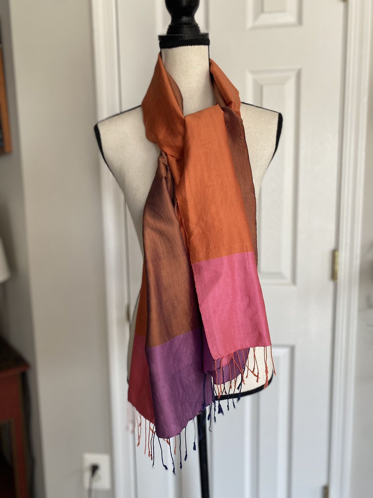 Other TABITHA CAMBODIA HANDCRAFTED SCARF SHAWL 100% CAMBODIAN SILK Size ONE SIZE - 8 Thumbnail