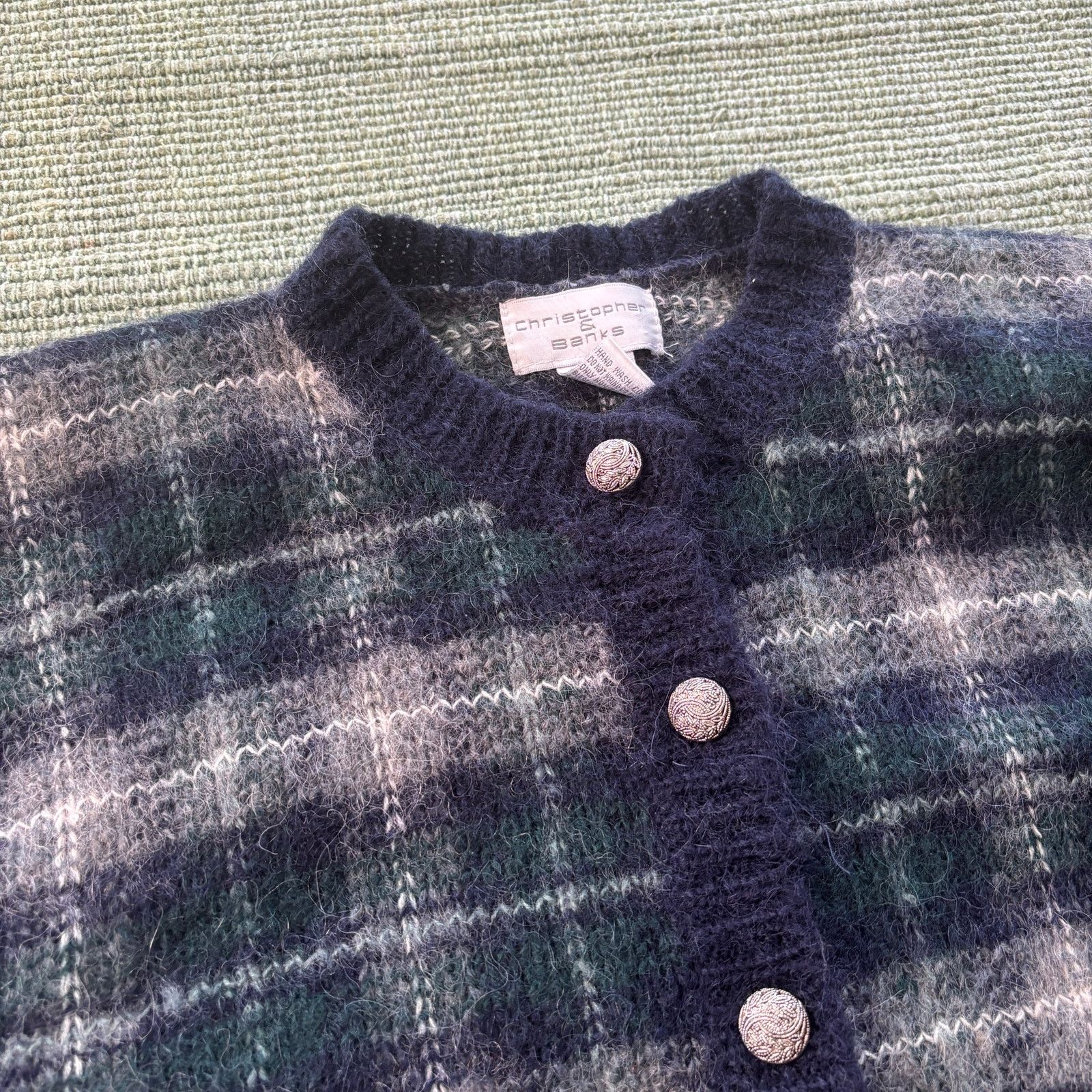Vintage Vintage 90s/Y2K Christopher & Banks Wool Plaid Cardigan Size L / US 10 / IT 46 - 2 Thumbnail