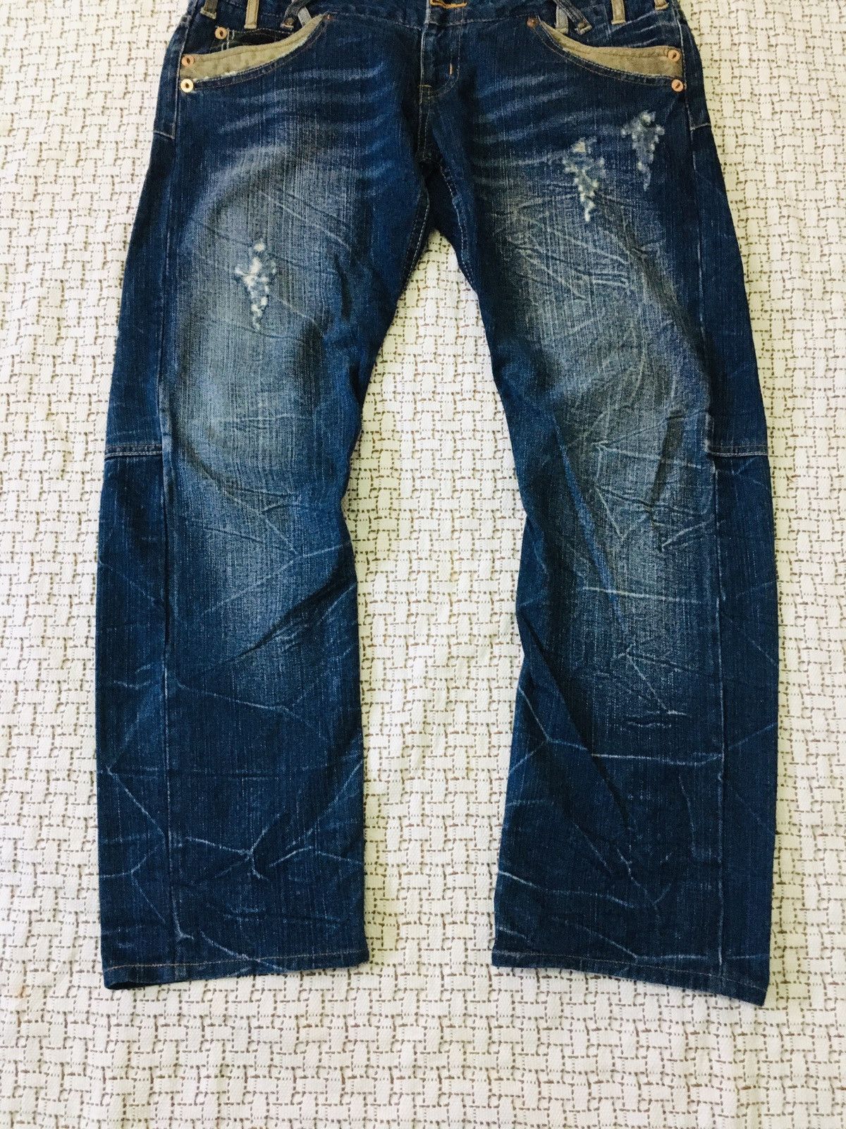 Japanese Brand × PPFM Dominate Love Rock Double Waist Handcrafted Jeans (17) Size US 32 / EU 48 - 3 Thumbnail