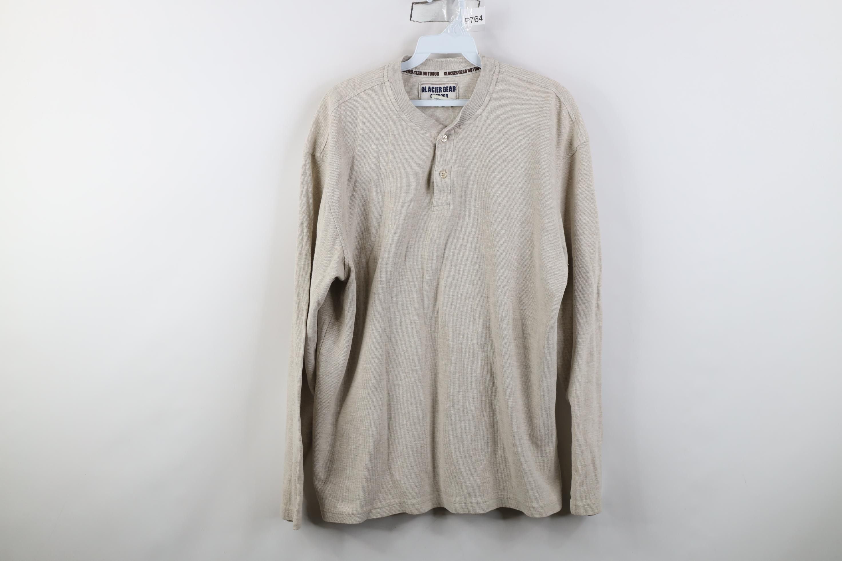 Vintage Vintage 90s Streetwear Waffle Knit Henley T-Shirt Beige Size US L / EU 52-54 / 3 - 1 Thumbnail