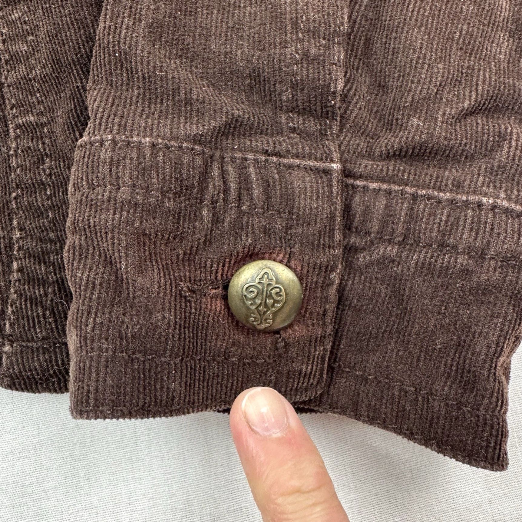 Olive VINTAGE Live A Little Corduroy Jacket Womens Medium Brown Y2K Hipster 90s Size M / US 6-8 / IT 42-44 - 2 Thumbnail