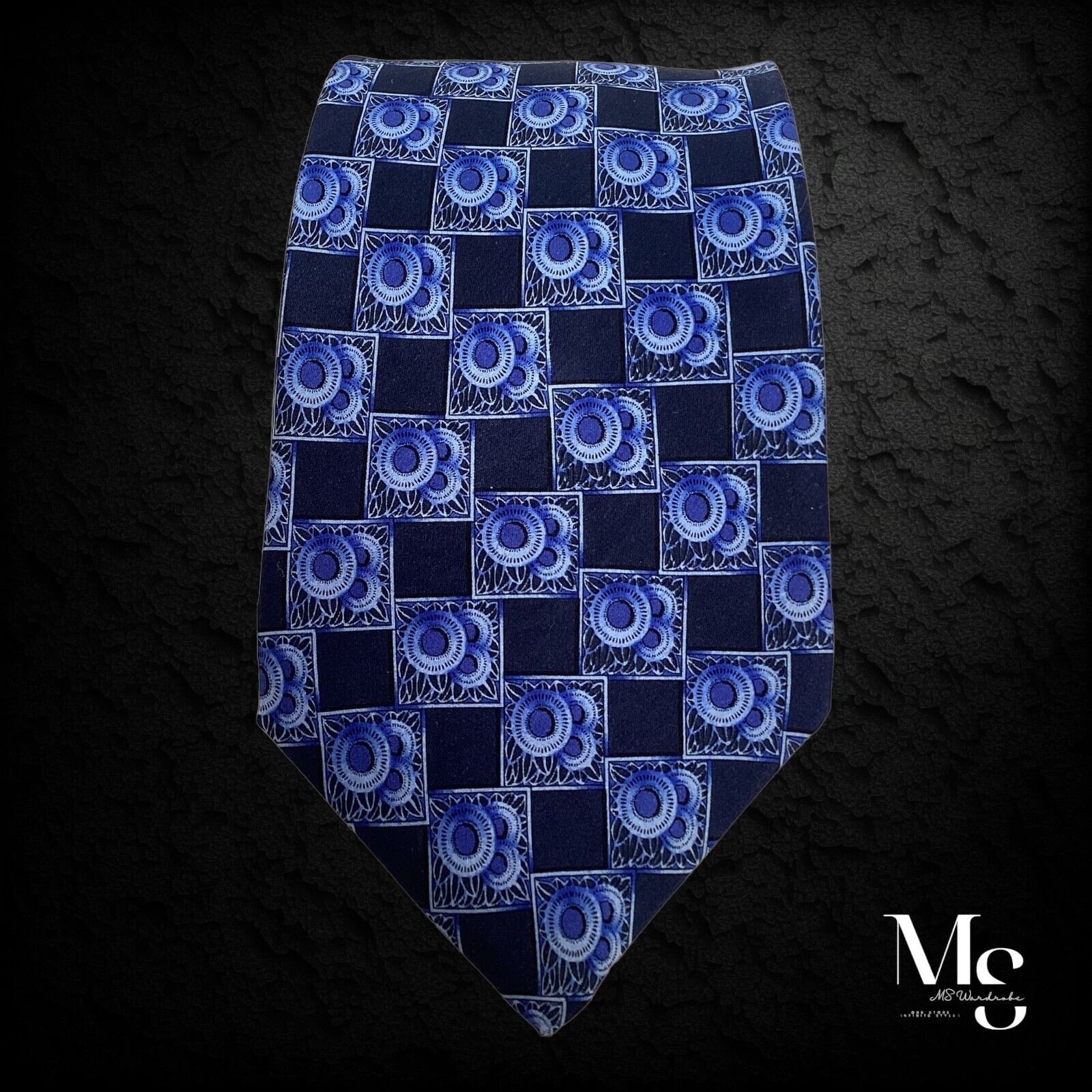Lanvin LANVIN PARIS Blue Medallion Luxury Silk Tie Made In France W Size ONE SIZE - 5 Thumbnail