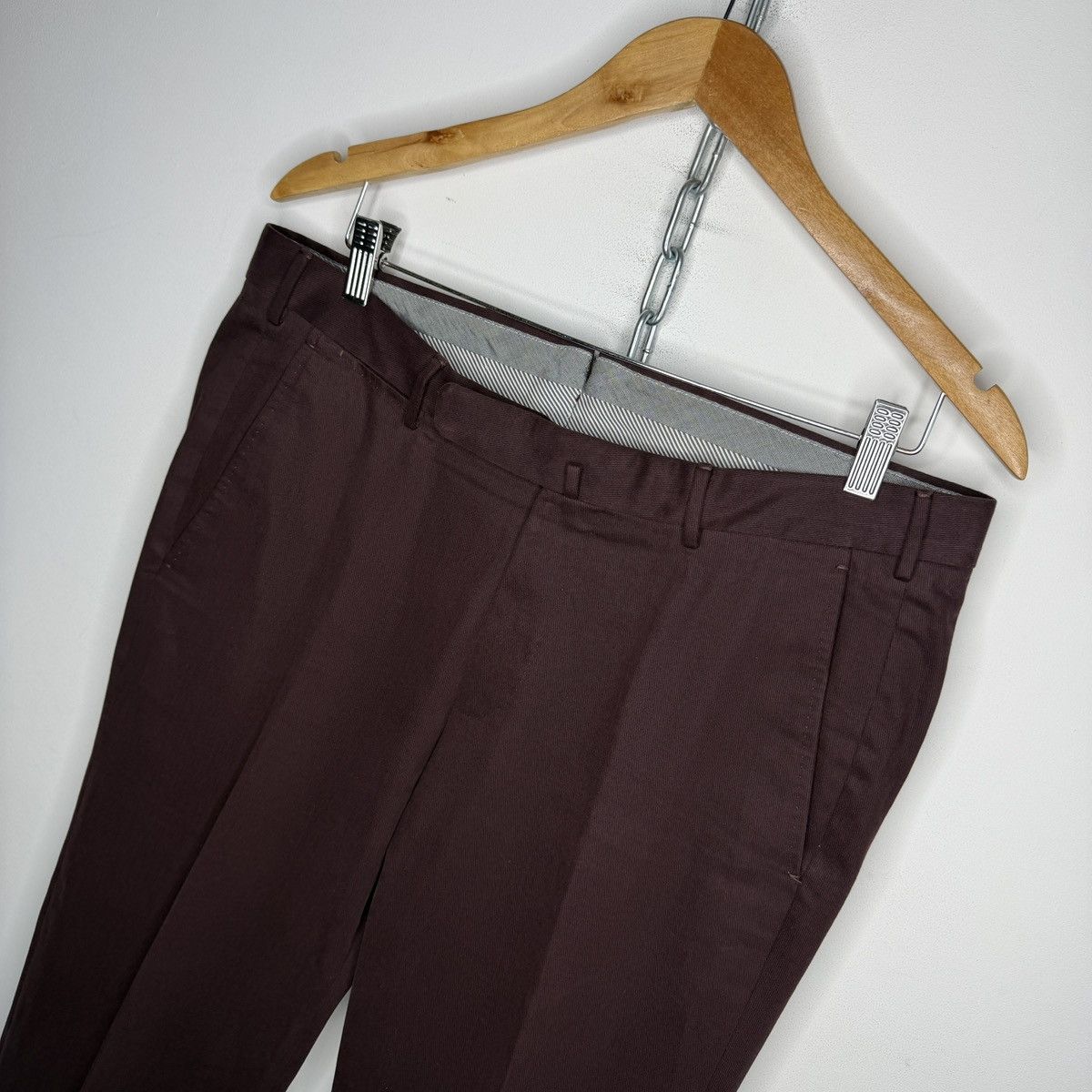 Ermenegildo Zegna Ermenegildo Zegna Burgundy Chino Premium Cotton Pants Size US 33 - 4 Thumbnail