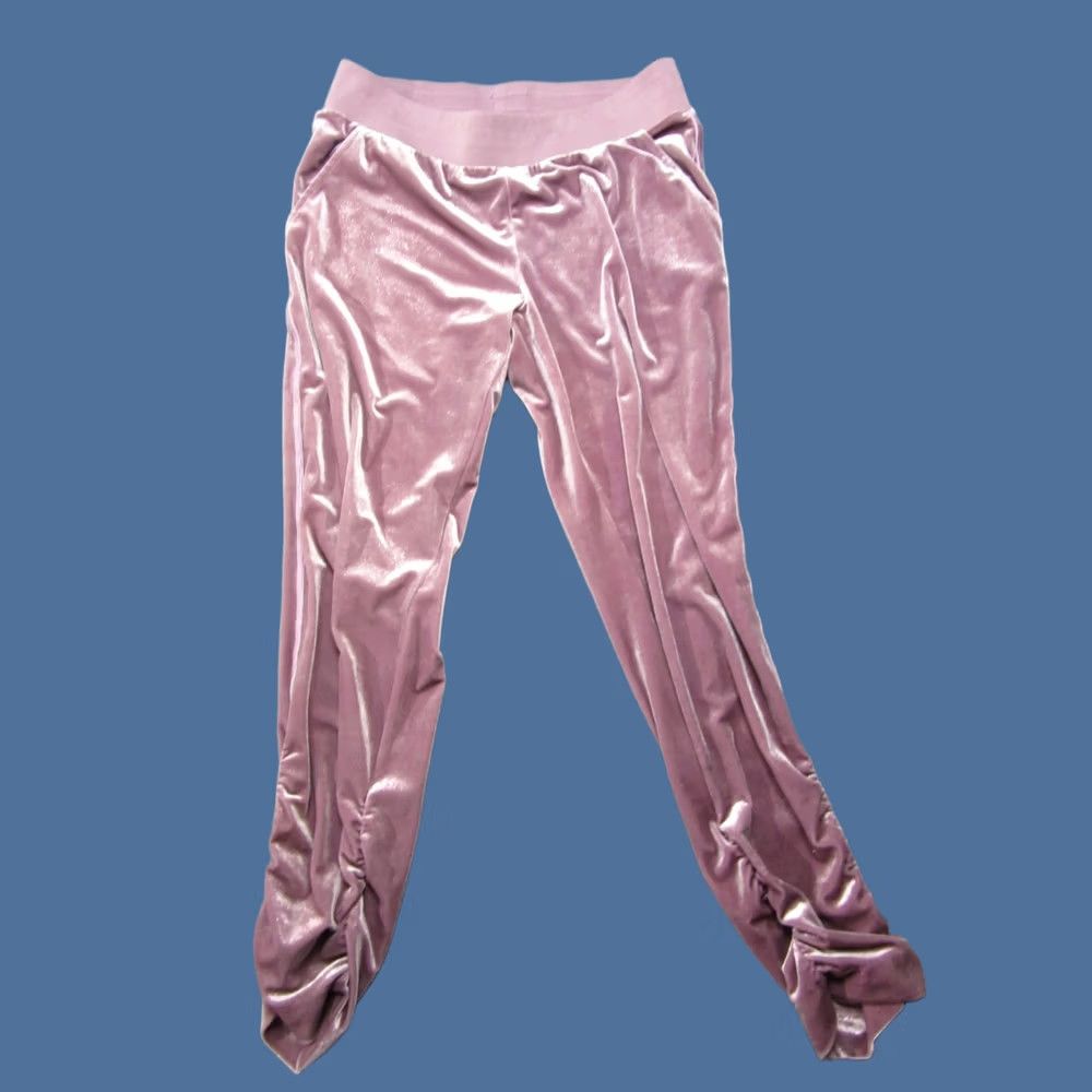 Juicy Couture Juicy Couture Pants Womens Large Pink Lilac Snow Stretch Velour Ruched Mid Rise Size 36" / US 14 / IT 50 - 1 Thumbnail