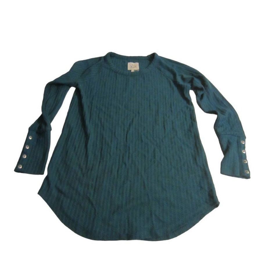 Other Chaser Waffle Knit Button Cuff Thermal Top Teal S Size S / US 4 / IT 40 - 2 Thumbnail