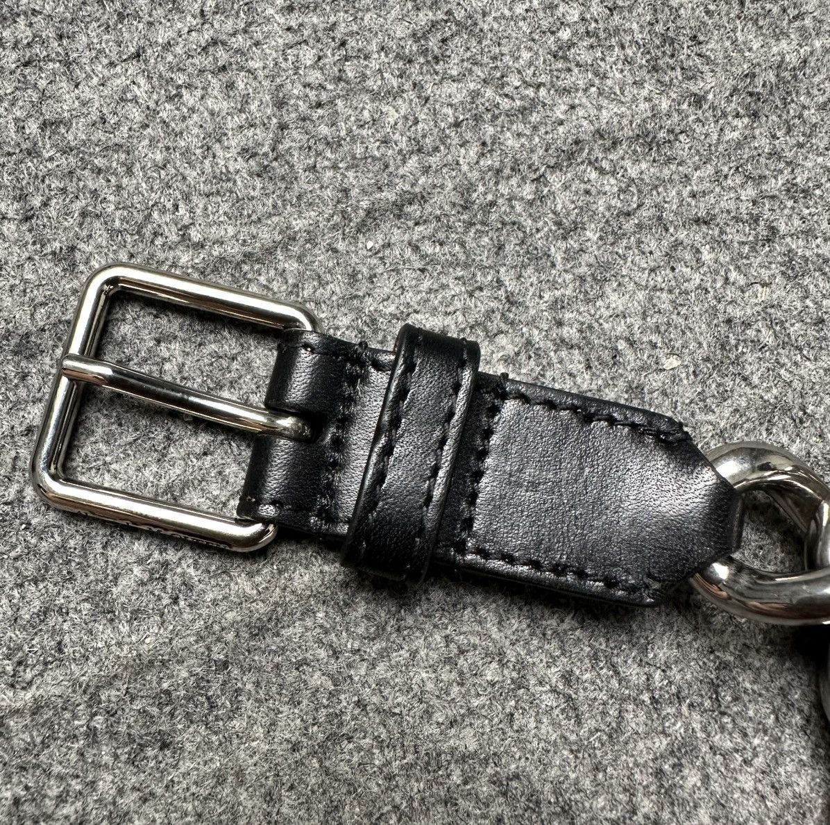 Alexander McQueen Alexander Mcqueen - Chain Belt / Leather Three Holes - Black Size ONE SIZE - 6 Thumbnail