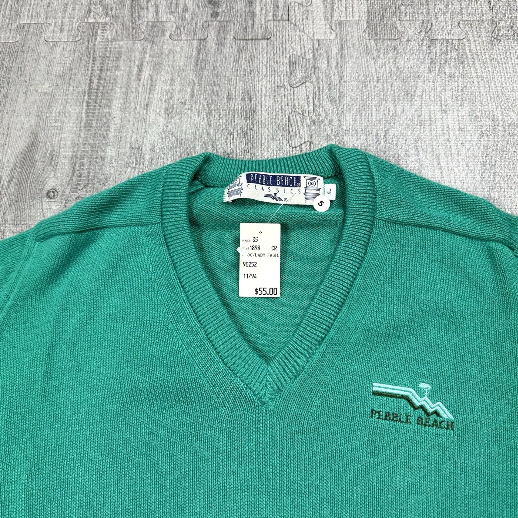 Vintage VINTAGE Pebble Beach Golf Sweater V-Neck Teal XL Mens Retro 80s Solid Knit Long Sleeve Size US XL / EU 56 / 4 - 2 Thumbnail
