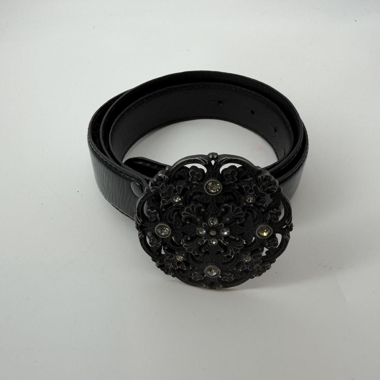 Fossil FOSSIL Black Genuine Leather Belt Size L Ornate Rhinestone Size ONE SIZE - 1 Thumbnail