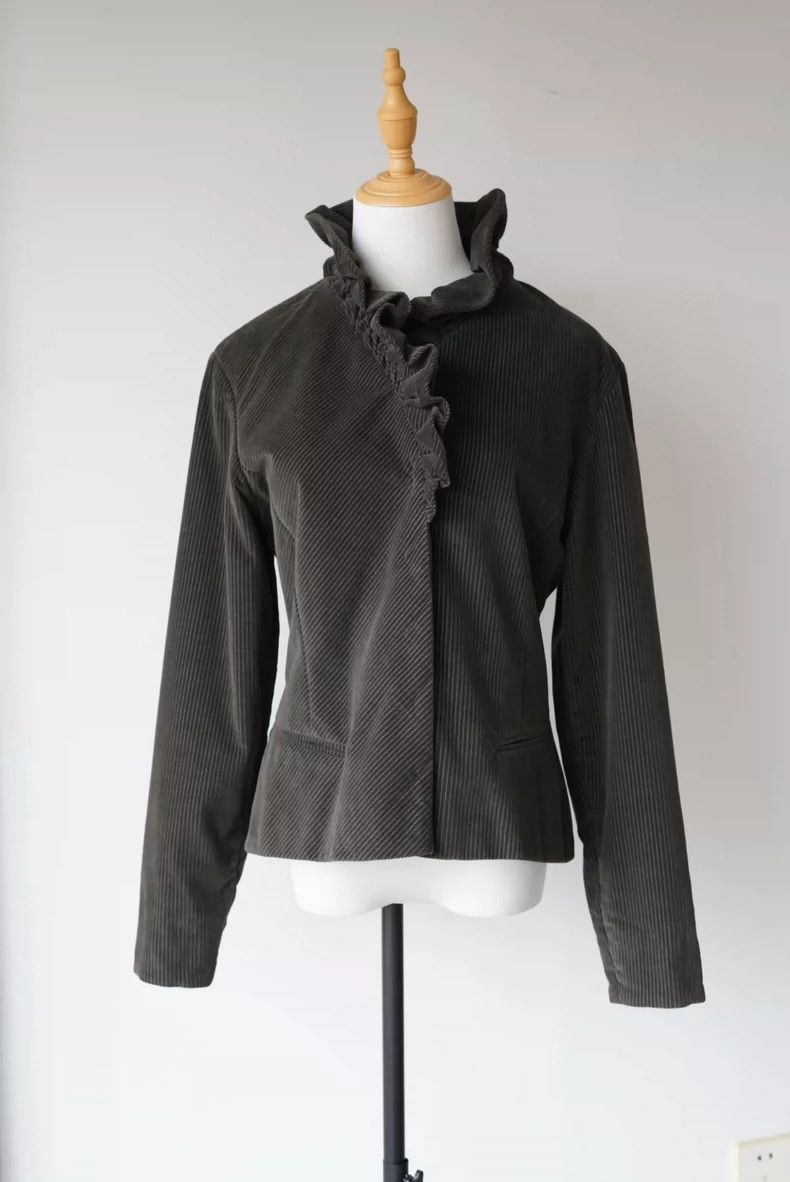 Kenzo KENZO Moss green petal collar corduroy coat, 1990s Size XS / US 0-2 / IT 36-38 - 1 Thumbnail