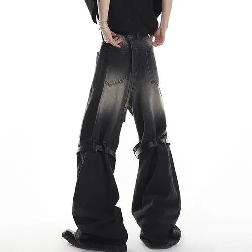 VIBE Bell-bottomed jeans wide legs straight with a joint punk Size US 32 / EU 48 - 5 Thumbnail