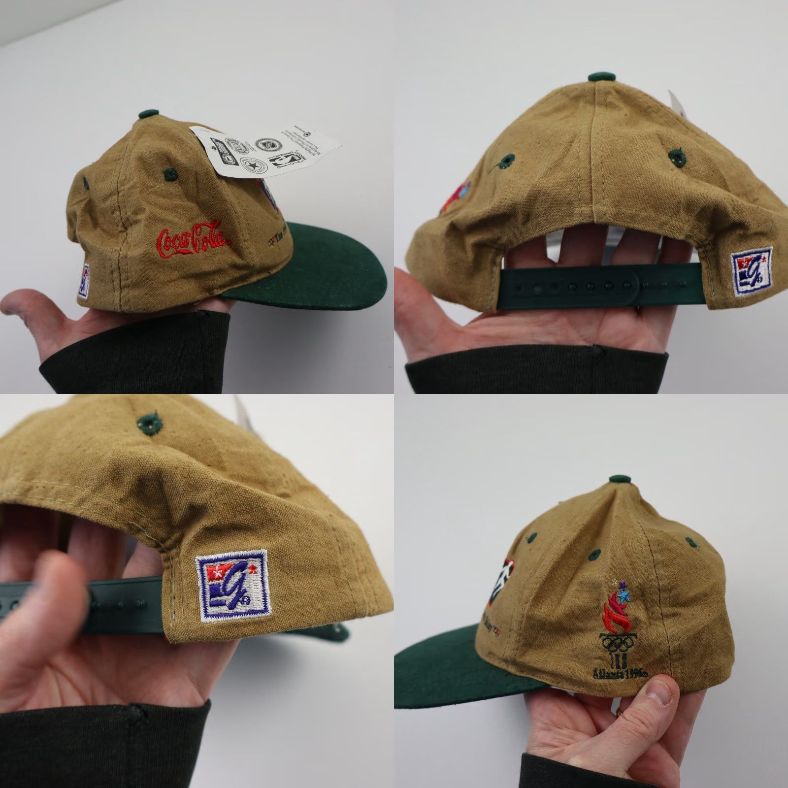 Vintage VINTAGE Olympic Games Collection Hat Men Snapback Green Brown Canvas Cap 1996 Atlanta Torch Relay Embroidered 90s Team USA Adjustable Size ONE SIZE - 8 Thumbnail