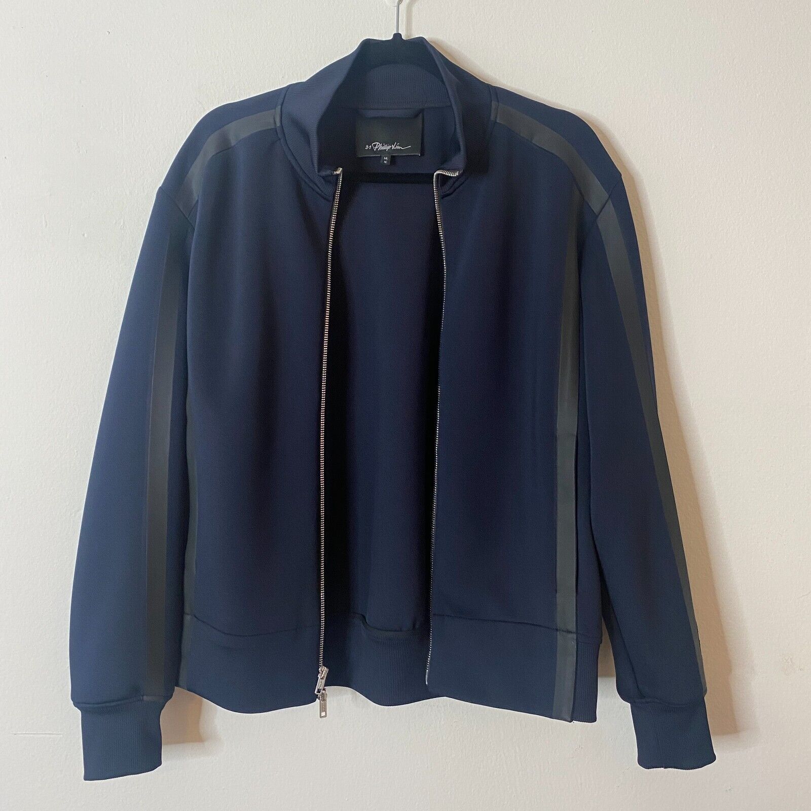 3.1 Phillip Lim 3.1 Phillip Lim Navy Track Jacket Zip Black Stripe Piping M Size US M / EU 48-50 / 2 - 2 Thumbnail