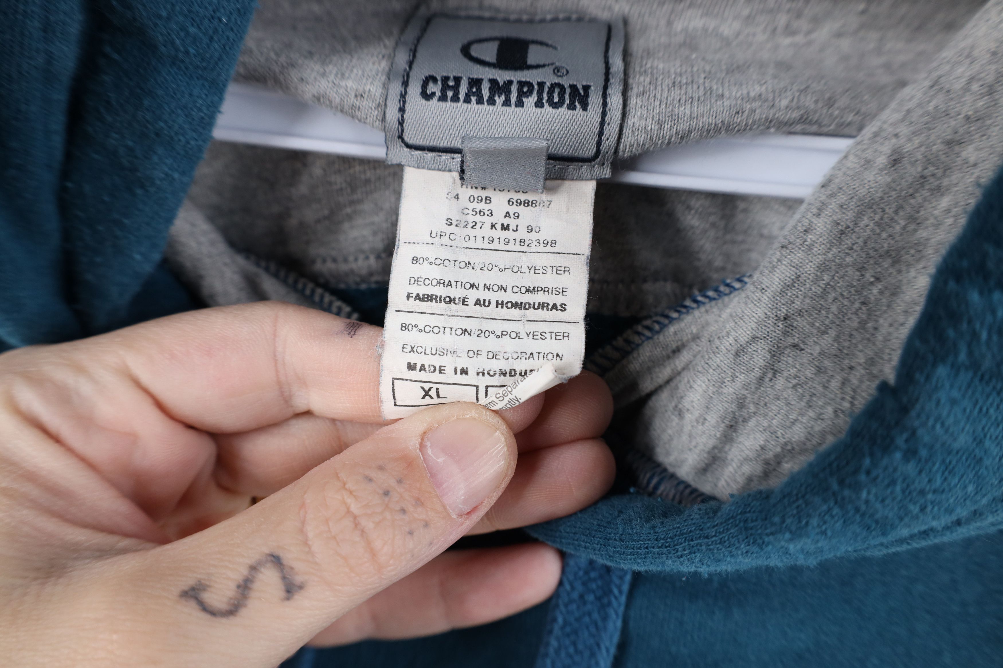 Champion Vintage Champion Classic Logo Hoodie Sweatshirt Teal Blue Size US XL / EU 56 / 4 - 13 Thumbnail