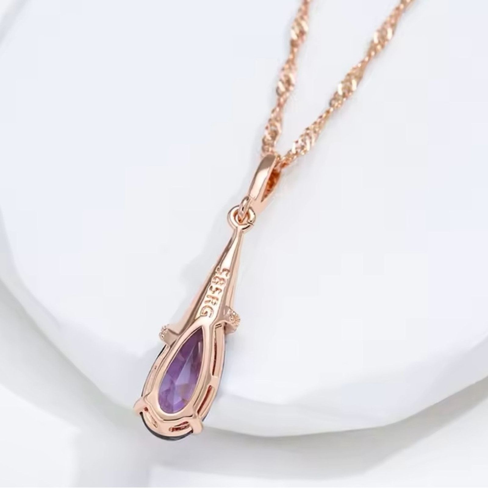 Other 585 Rose Gold Color Pendant Necklace for Women Water Drop Size ONE SIZE - 5 Thumbnail