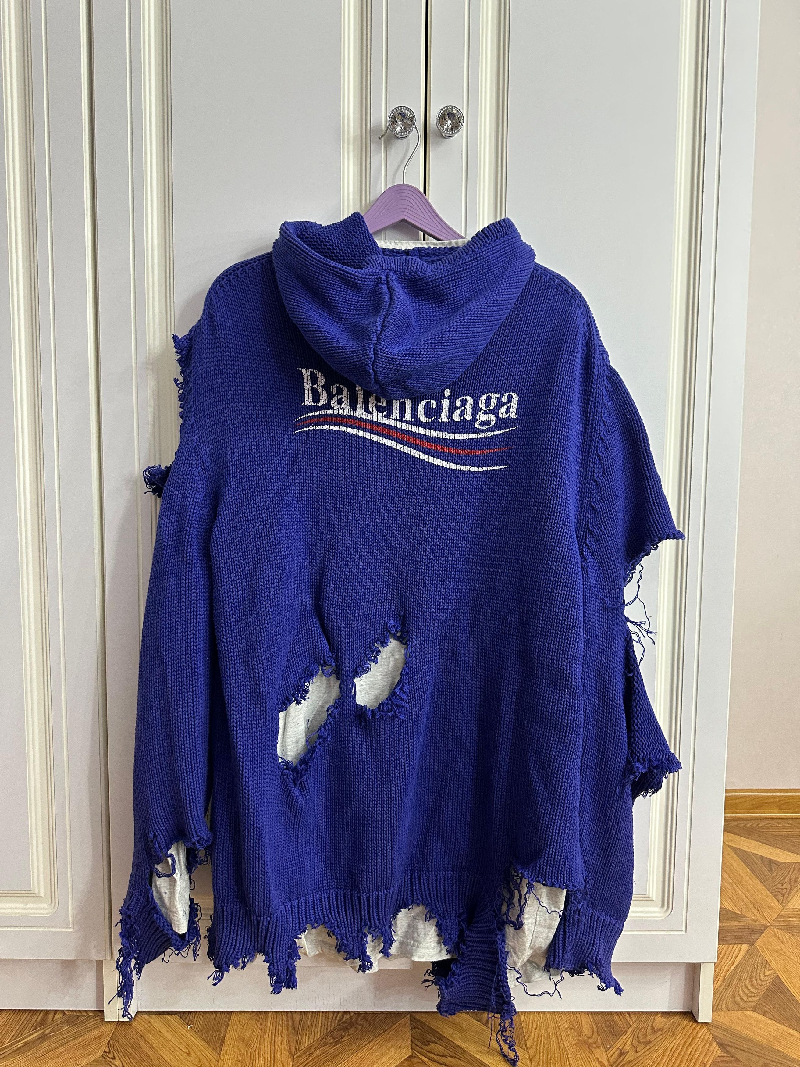 Balenciaga Balenciaga Political Campaign Destroyed Knit Hoodie in