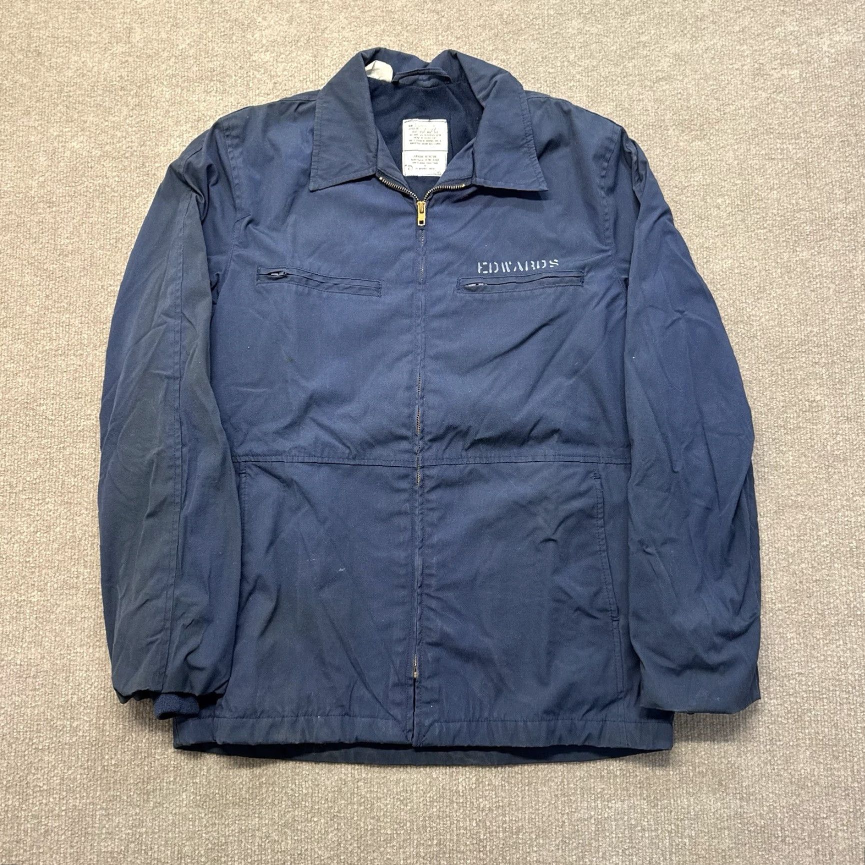 Vintage VINTAGE US Navy Deck Jacket Mens 40L Blue Military Cotton Blend Full Zip Workwear Stencil 80s 70s Size US XXS / EU 40 - 2 Thumbnail