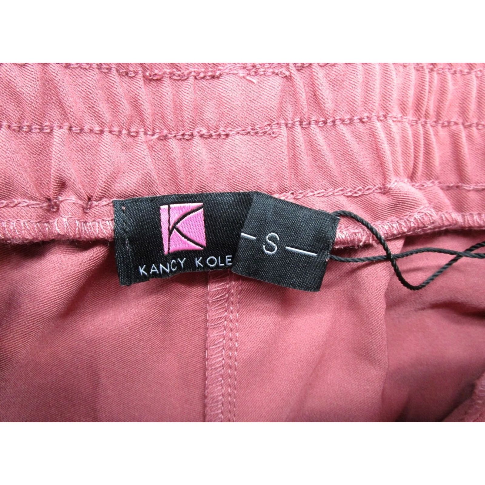 Vintage KANCY KOLE Women's Pink Paper Bag Pants High Waist Belted Elastic S NEW Size 28" / US 6 / IT 42 - 3 Thumbnail