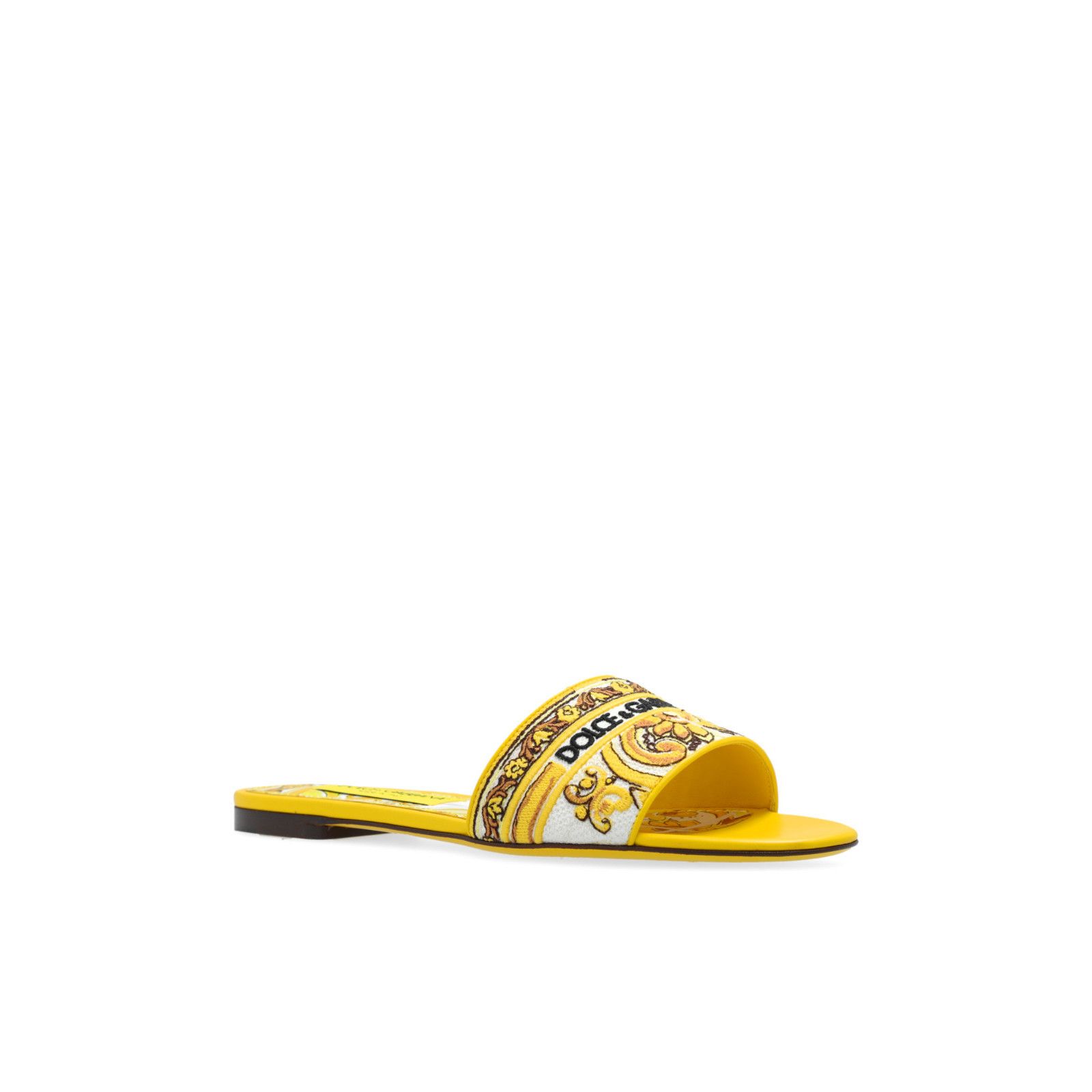 DOLCE&GABBANA Yellow Motif Slides New & Authentic (Women's s