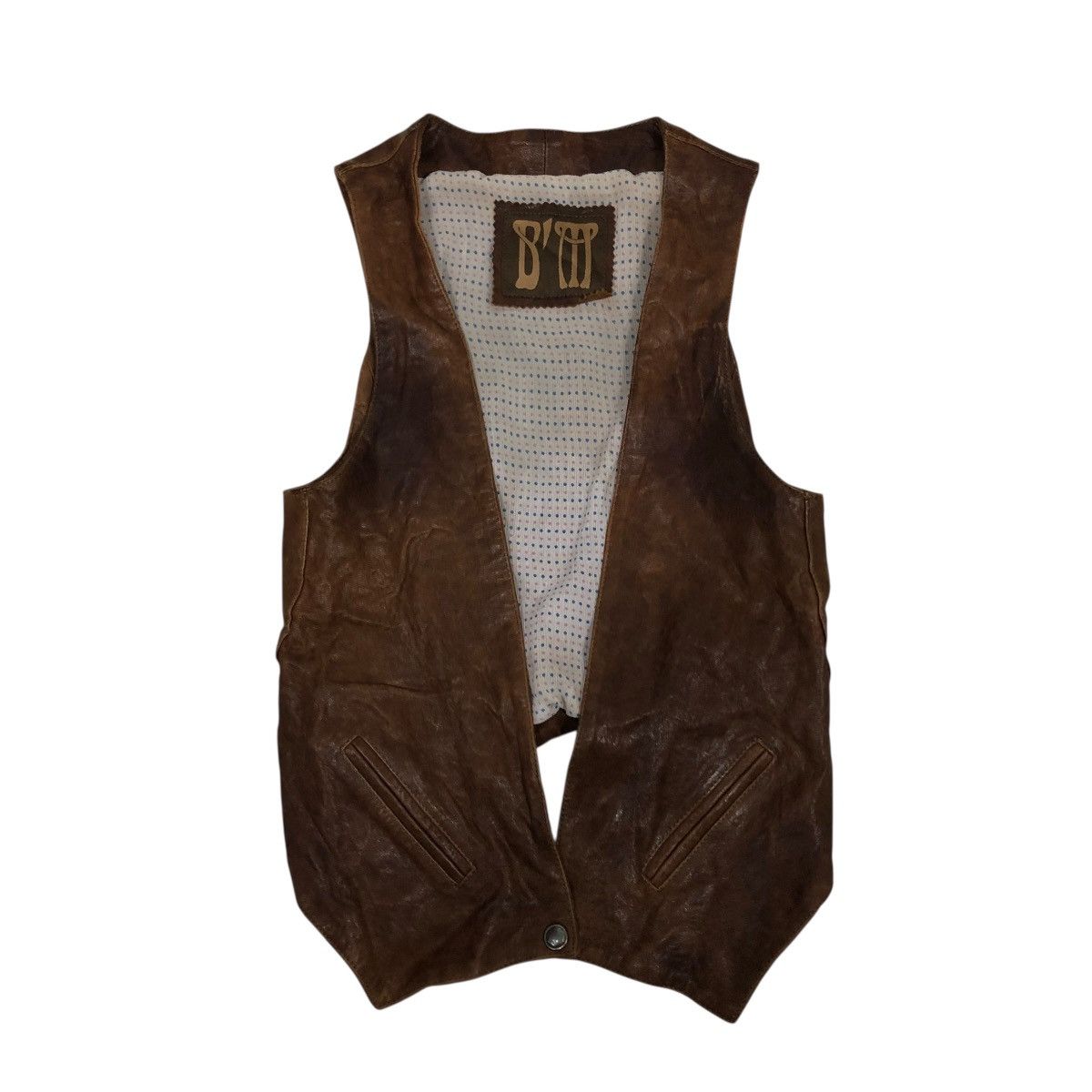 🔥VINTAGE GENUINE LEATHER VEST JACKET BIKER BEN ISSEY MIYAKE