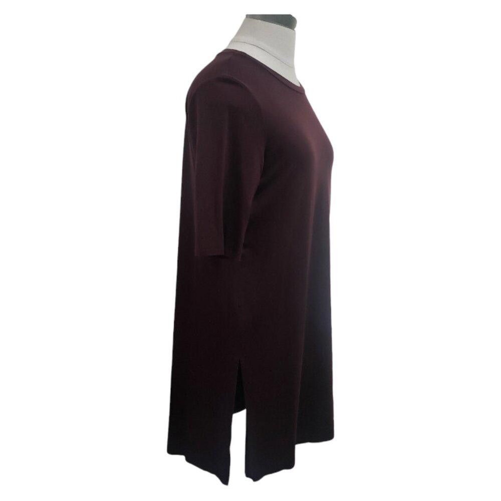 Eileen Fisher CT1832 Eileen Fisher Short Sleeve Brown Tunic with Side Slit Size S / US 4 / IT 40 - 2 Thumbnail
