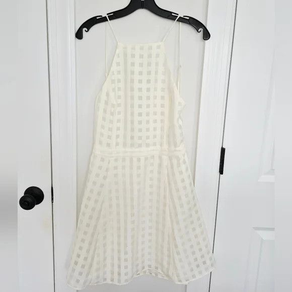 NBD Animosity Ivory Skater Dress Backless Gingham Halter Party Size M / US 6-8 / IT 42-44 - 8 Thumbnail