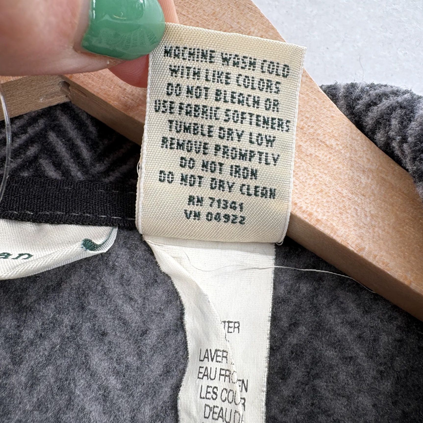 Vintage L.L. Bean Poncho Womens XL Gray Herringbone Fleece Zip Collared Pockets Outdoors Size XL / US 12-14 / IT 48-50 - 6 Thumbnail