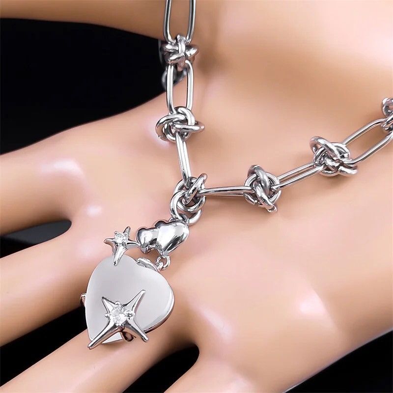 Japanese Brand Crystal Star Heart Pendant Necklace Size ONE SIZE - 4 Thumbnail