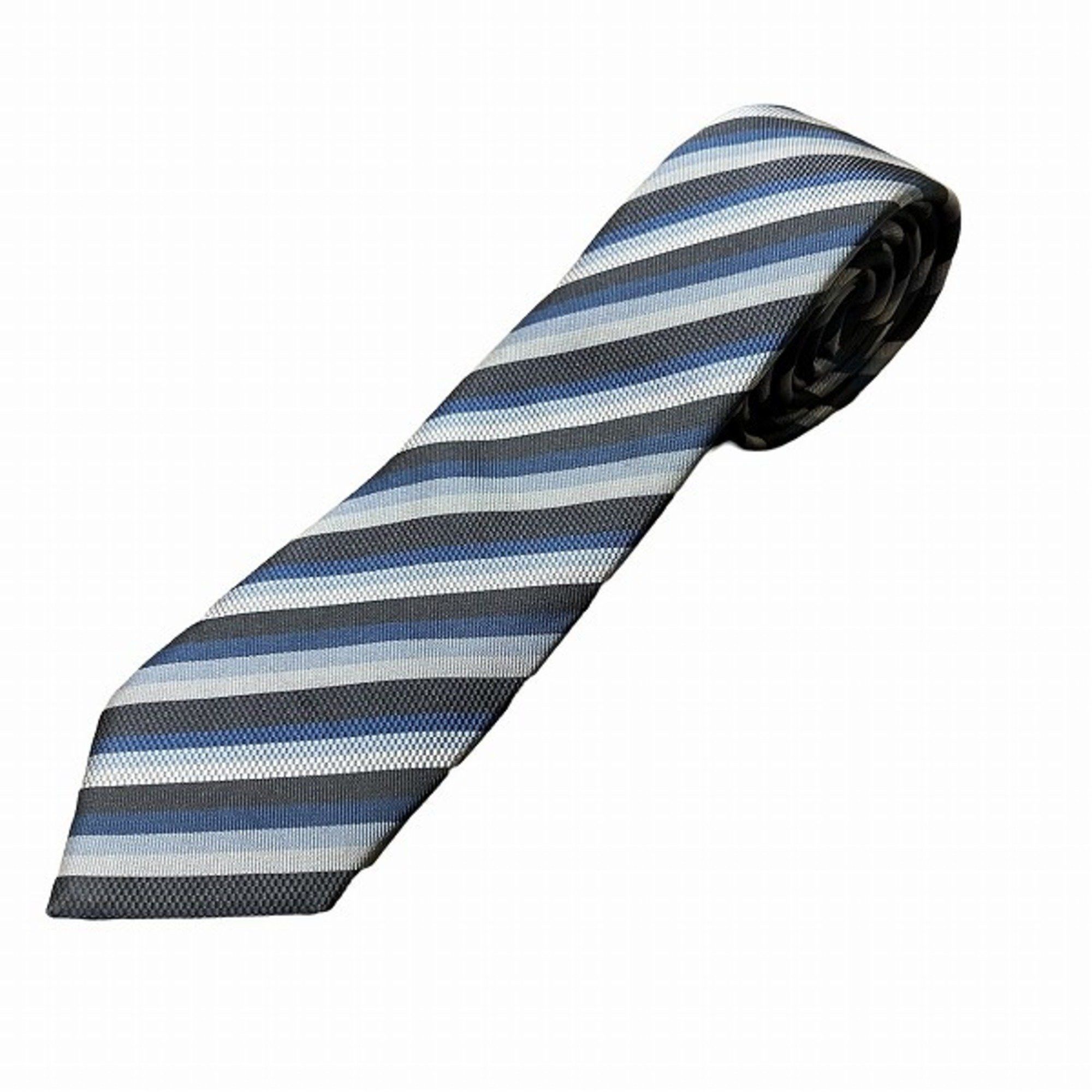 Louis Vuitton Louis Vuitton Striped Silk Black x Blue Accessory Necktie Men's Size ONE SIZE - 1 Thumbnail