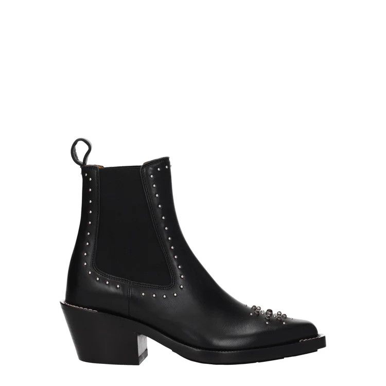 ob1o1e1024 Leather Ankle Boots in Black