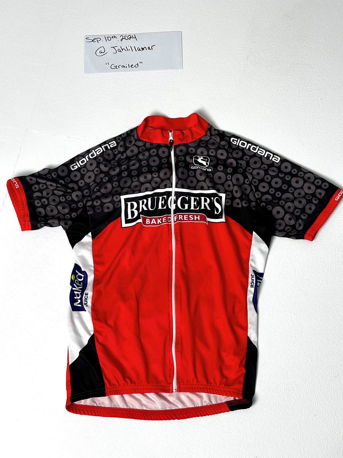 Red cycling shirt