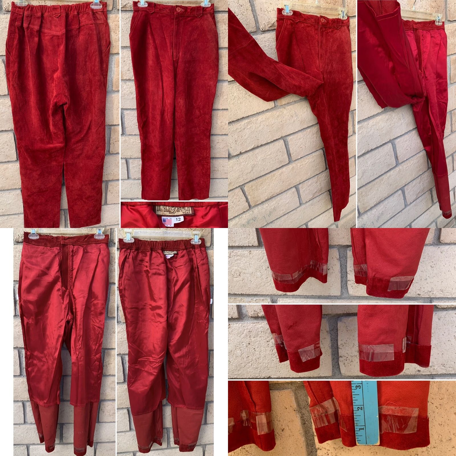 Doublet VINTAGE Double D Ranch Wear Pig Suede Pants Cowgirl Western Made In USA Size 12 28 Waist Rockabilly Leather Look Brown Rust Orange Copper Jeans Womens Size 34" / US 12 / IT 48 - 9 Thumbnail