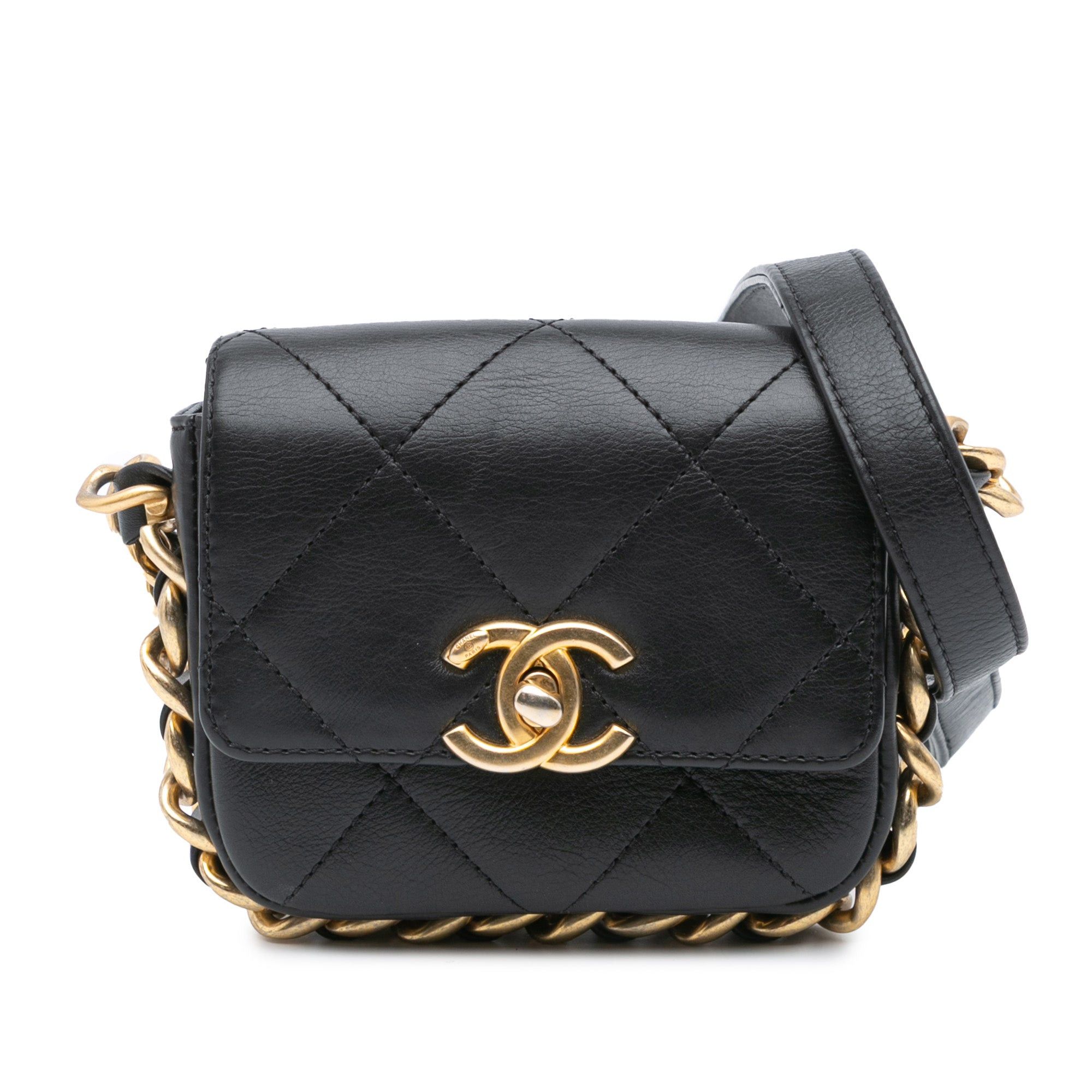 Chanel Black Mini Quilted Calfskin Framing Chain Flap Crossbody Bag, Women's