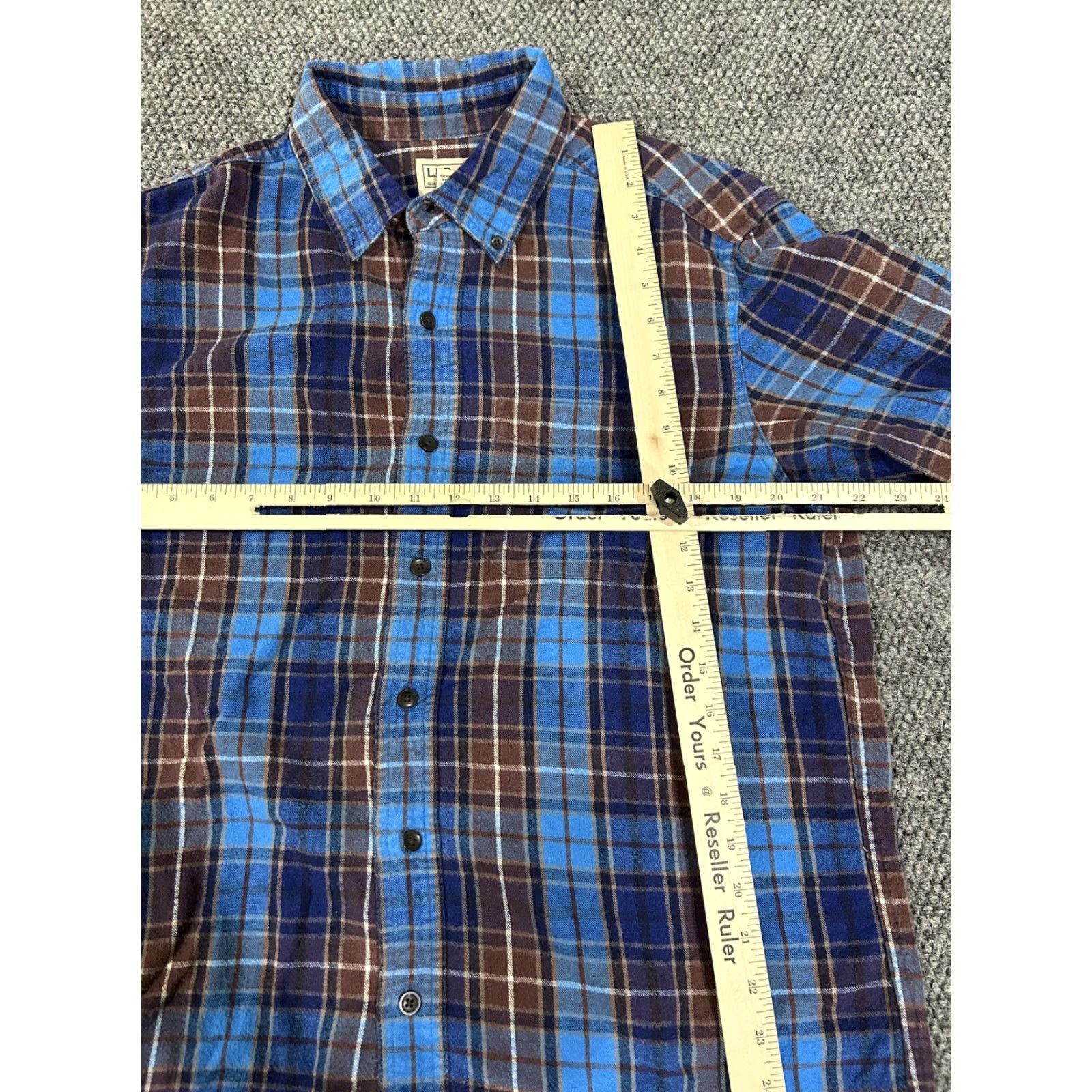 Vintage L.L.Bean Shirt Mens Medium Blue Brown Plaid Flannel Button Front Long Sleeve Size US M / EU 48-50 / 2 - 3 Thumbnail