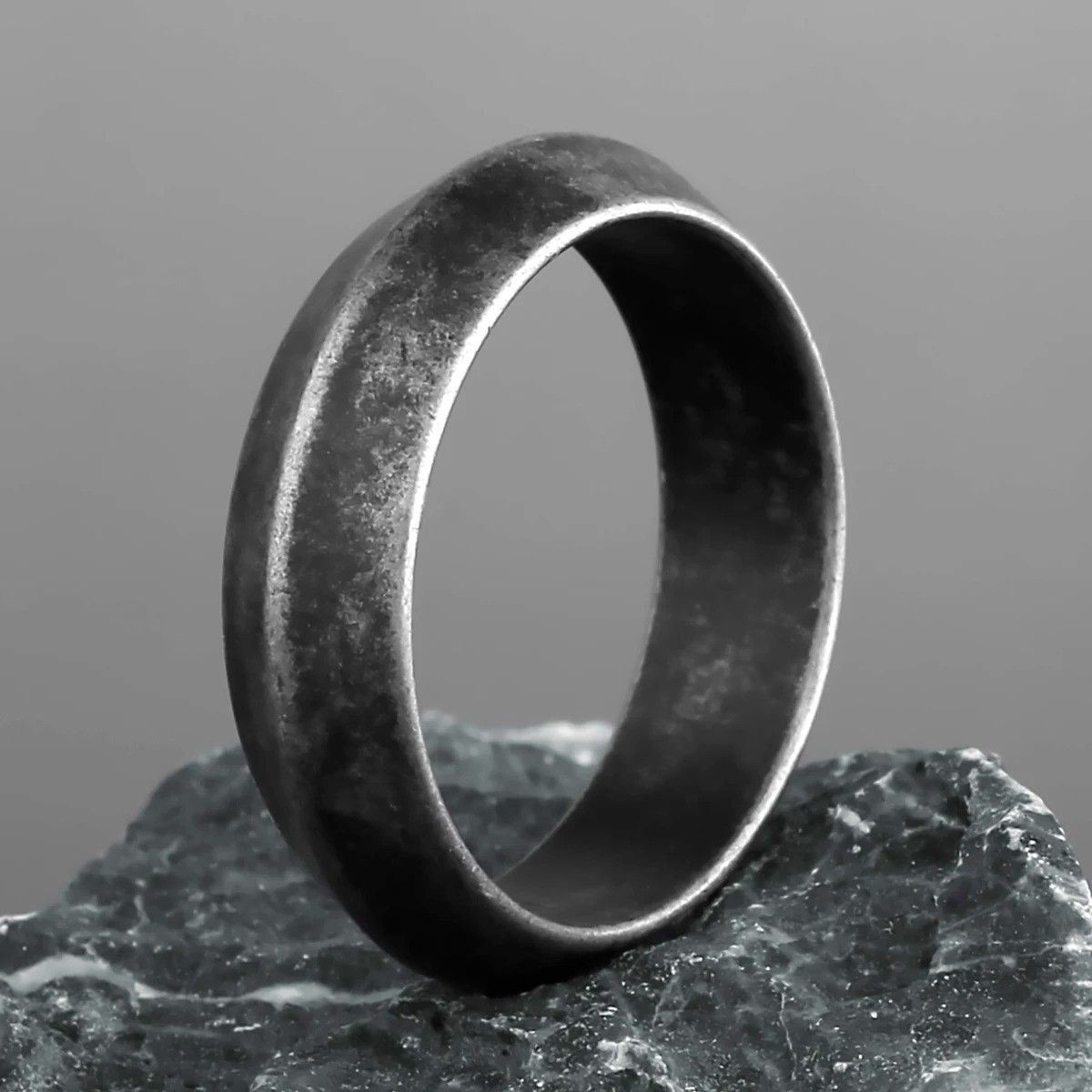 Vintage Retro Old Black Ring Size 44 - 2 Thumbnail