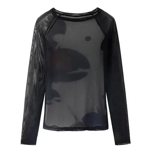 Japanese Brand Y2K See Through Mesh Tops Women Long Sleeve Size ONE SIZE - 3 Thumbnail