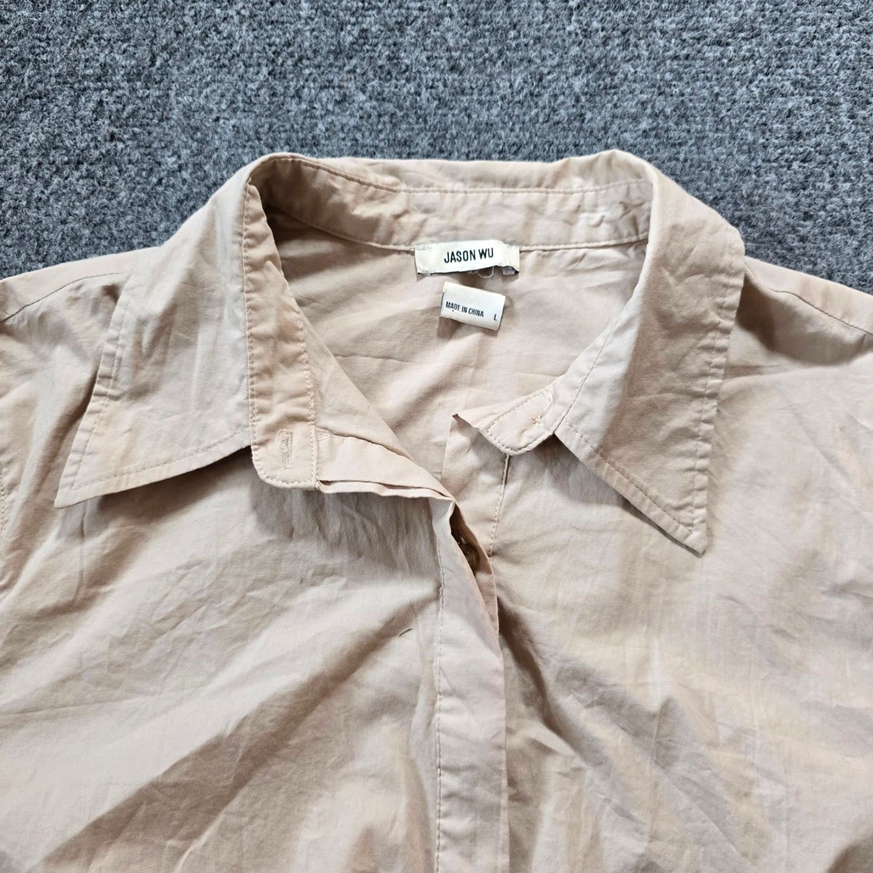 Jason Wu Jason Wu Top Womens Size Large Beige Khaki Twist Front Button Long Sleeve Casual Blouse Size L / US 10 / IT 46 - 2 Thumbnail
